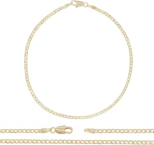 BEBERLINI Cuban Link 14K Gold Filled Anklet Curb 10'' Chain Foot Bracelet Women Fashion Jewelry
