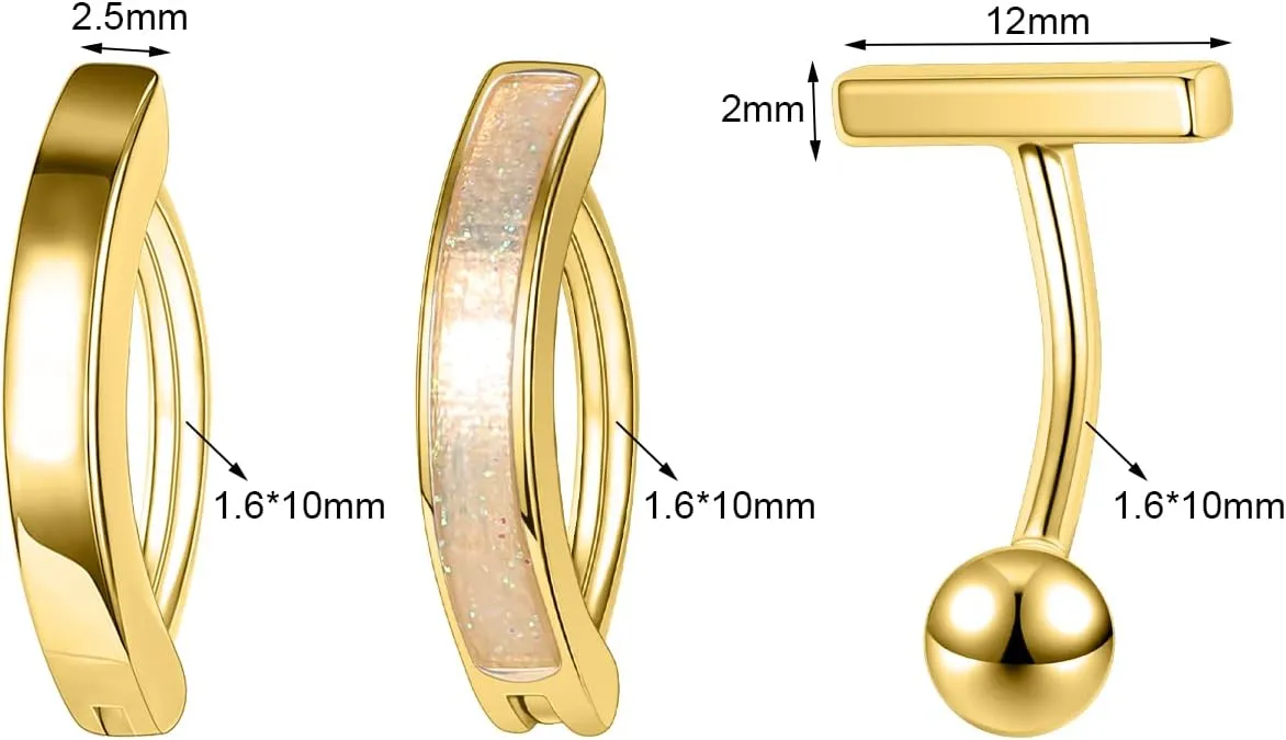 Belly Button Rings: Hypoallergenic Surgical Steel and Gold Clicker Rings