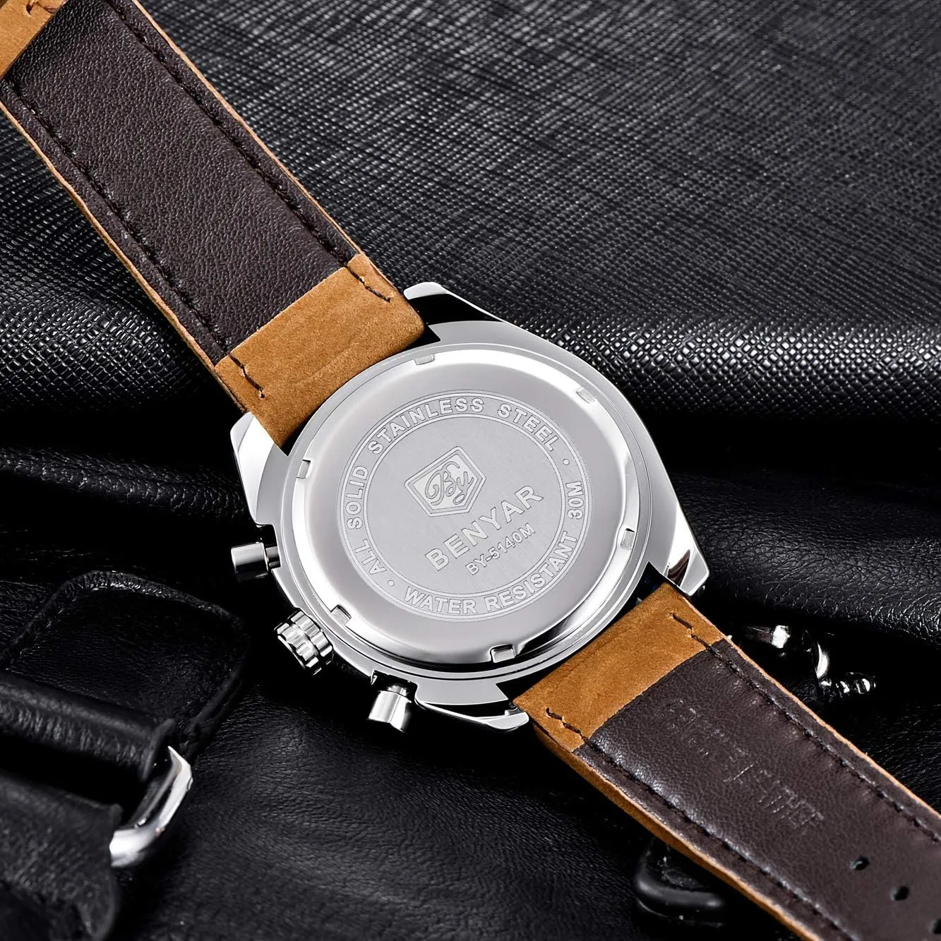 BENYAR - Stylish Wrist Watch for Men Silicone Strap Watches Quartz Movement, Waterproof and Scratch Resistant, Analog Chronograph Business Watch Mens Gift