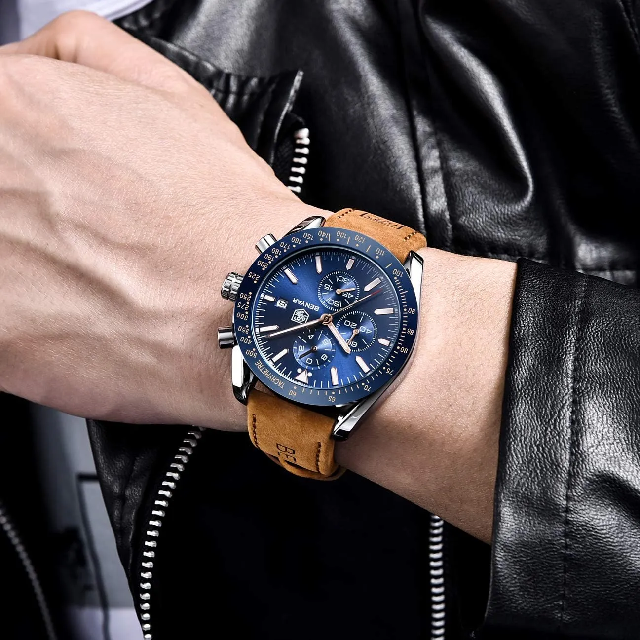 BENYAR - Stylish Wrist Watch for Men Silicone Strap Watches Quartz Movement, Waterproof and Scratch Resistant, Analog Chronograph Business Watch Mens Gift