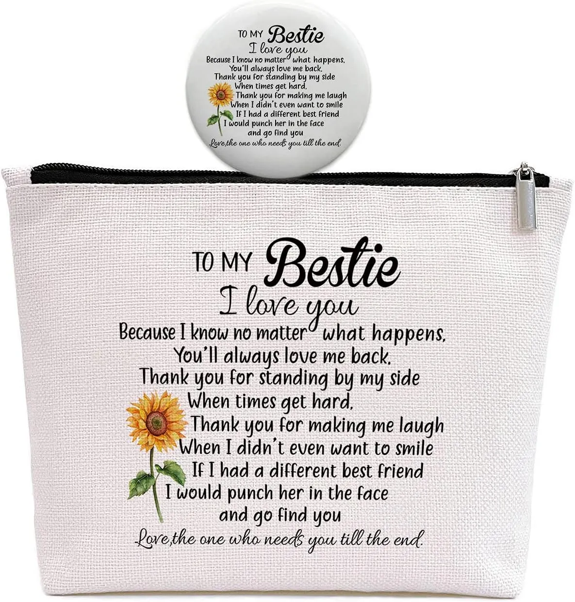 Bestie Gifts for Women Makeup Bag, Birthday Gifts for Best Friend Sister BFF, Best Friend Birthday Gifts Long Distance Gift for Friend, Friendship Gifts for Women To My Bestie Cosmetic Bag