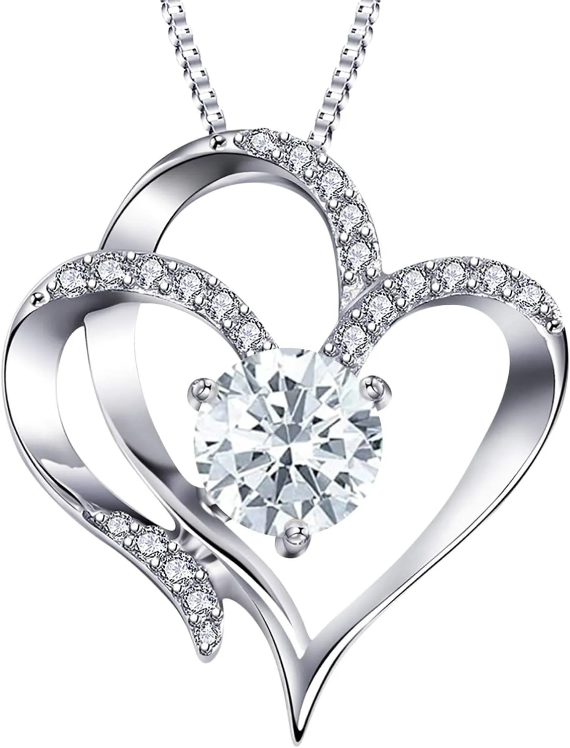 Birthstone Necklace for Women,S925 Sterling Silver Heart Pendant Choker Chain Jewelry Gift for Christmas Anniversary Birthday
