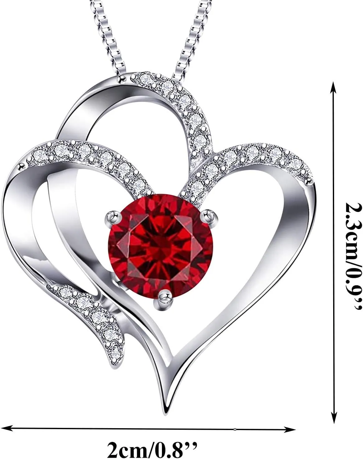 Birthstone Necklace for Women,S925 Sterling Silver Heart Pendant Choker Chain Jewelry Gift for Christmas Anniversary Birthday