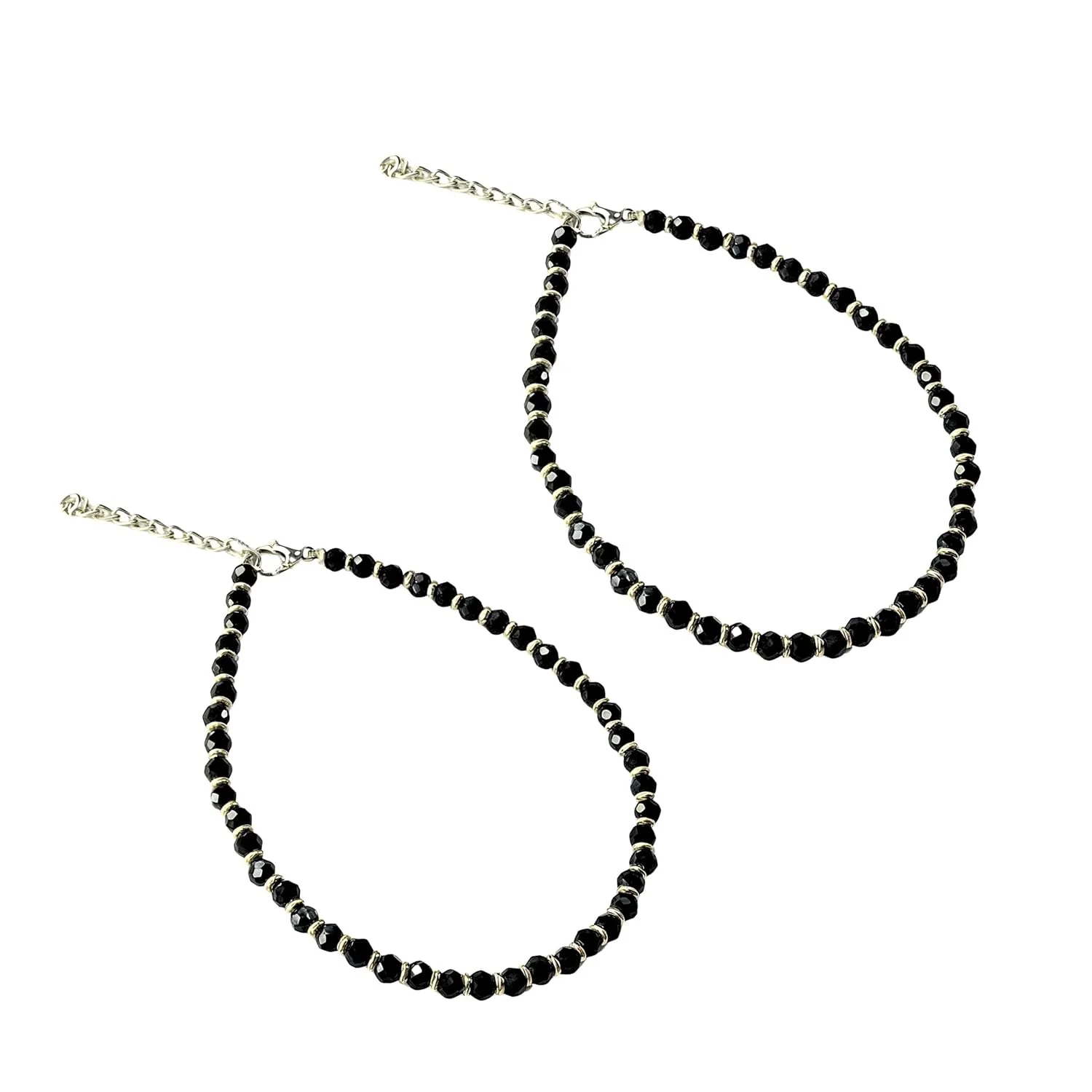 Black Bead Crystal Charm Anklet Bracelet Handmade Simple Summer Beach Waterproof Ankle Foot Chain Bracelets for Women Minimalist Jewelry-Adjustable .. (Design 11)