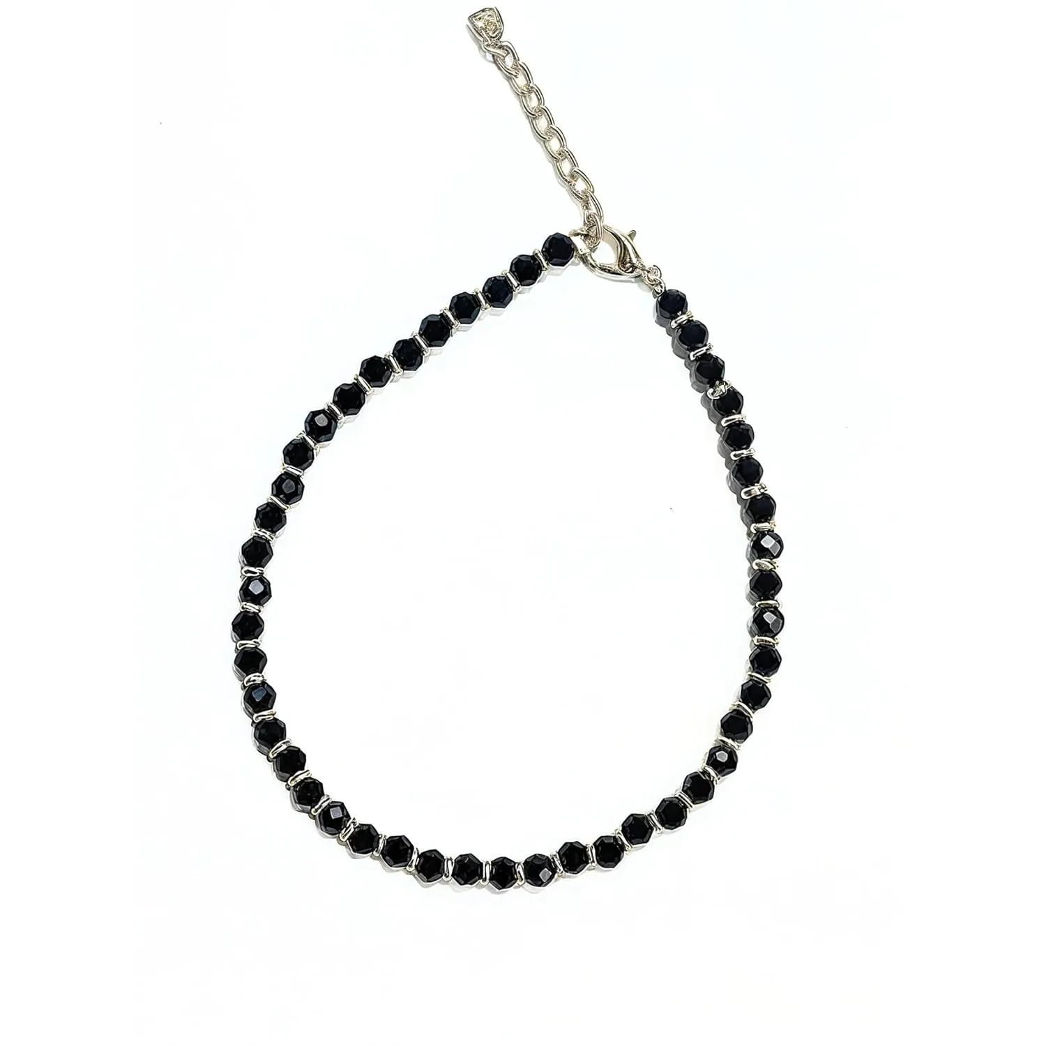 Black Bead Crystal Charm Anklet Bracelet Handmade Simple Summer Beach Waterproof Ankle Foot Chain Bracelets for Women Minimalist Jewelry-Adjustable .. (Design 11)