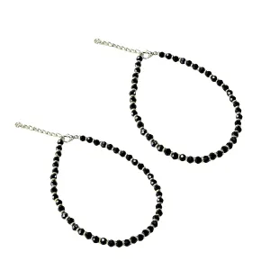 Black Bead Crystal Charm Anklet Bracelet Handmade Simple Summer Beach Waterproof Ankle Foot Chain Bracelets for Women Minimalist Jewelry-Adjustable .. (Design 11)