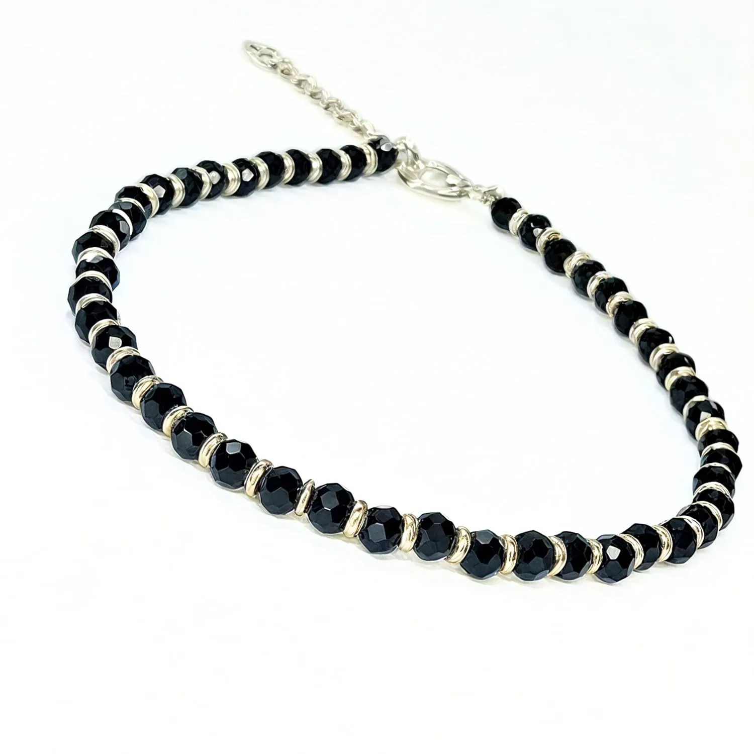 Black Bead Crystal Charm Anklet Bracelet Handmade Simple Summer Beach Waterproof Ankle Foot Chain Bracelets for Women Minimalist Jewelry-Adjustable .. (Design 11)