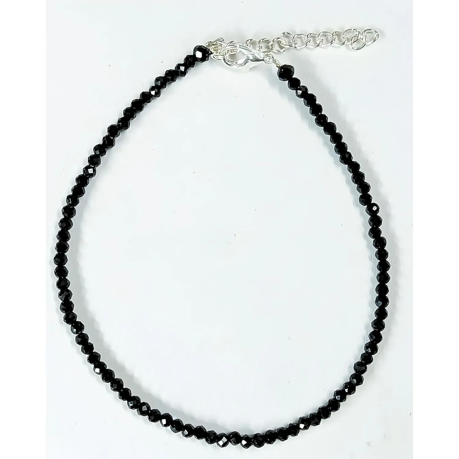 Black Bead Crystal Charm Anklet Bracelet Handmade Simple Summer Beach Waterproof Ankle Foot Chain Bracelets for Women Minimalist Jewelry-Adjustable (Plain Black Bead)