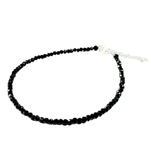 Black Bead Crystal Charm Anklet Bracelet Handmade Simple Summer Beach Waterproof Ankle Foot Chain Bracelets for Women Minimalist Jewelry-Adjustable (Plain Black Bead)