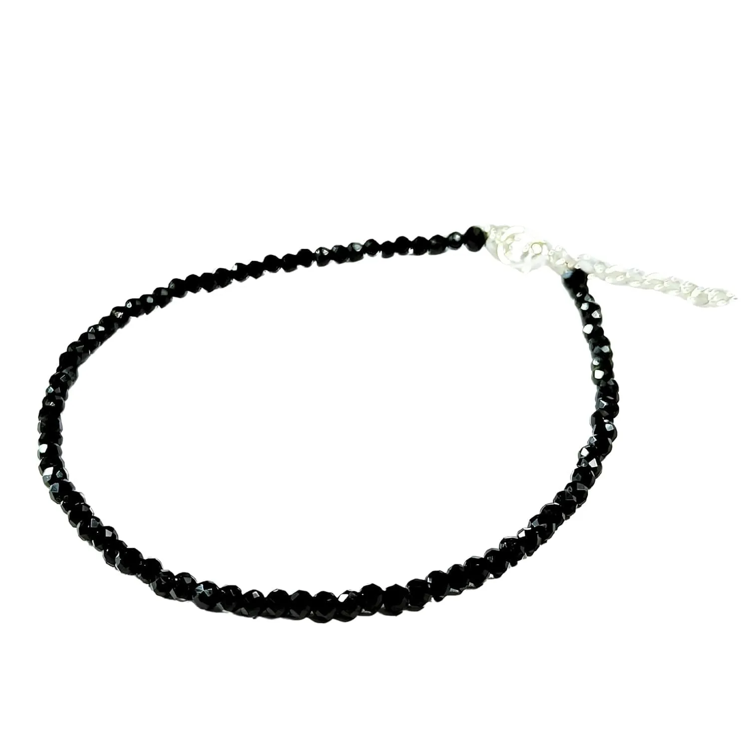Black Bead Crystal Charm Anklet Bracelet Handmade Simple Summer Beach Waterproof Ankle Foot Chain Bracelets for Women Minimalist Jewelry-Adjustable (Plain Black Bead)