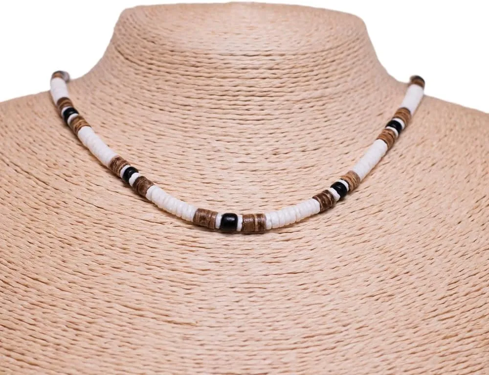 BlueRica Puka & Coconut Shell Beads Necklace (18")