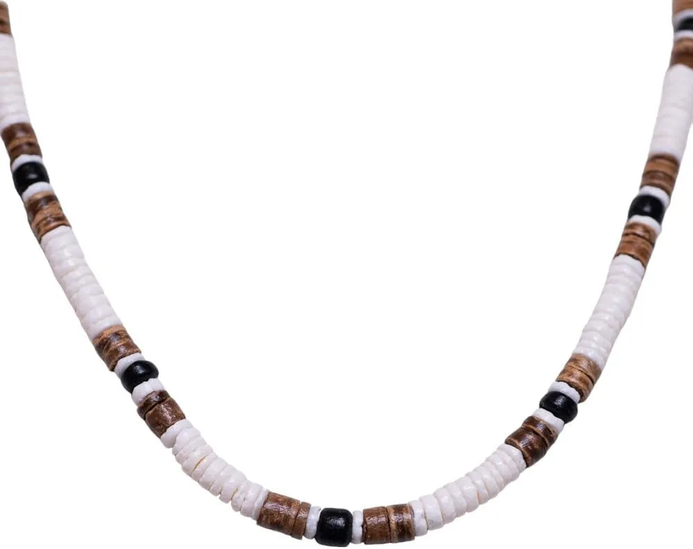 BlueRica Puka & Coconut Shell Beads Necklace (18")