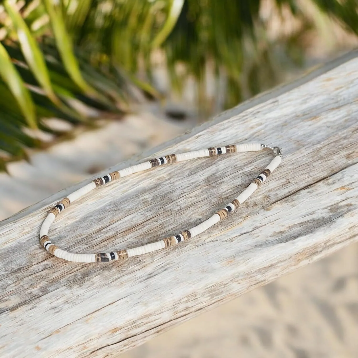 BlueRica Puka & Coconut Shell Beads Necklace (18")