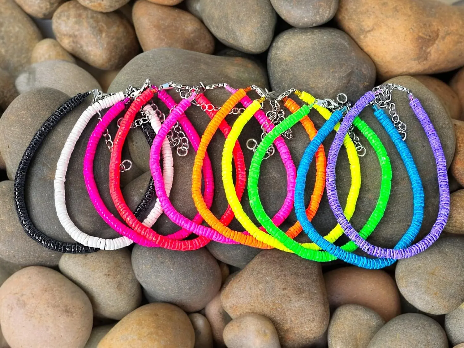 BlueRica Smooth Puka Shell Anklet 10"