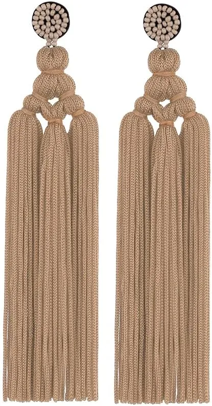 Bohemian Tassel Earrings for Women Dangling Chandelier Boho Statement Layer Earrings Long Woven Large Thread Fringe Drop Earrings