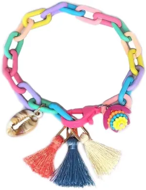 Boho Beaded Anklets for Women Y2K Heart Rhinestone Multicolor Layered Bracelet Anklets Tassel Pendant Colorful Rainbow Ankle Foot Beach Summer Jewelry