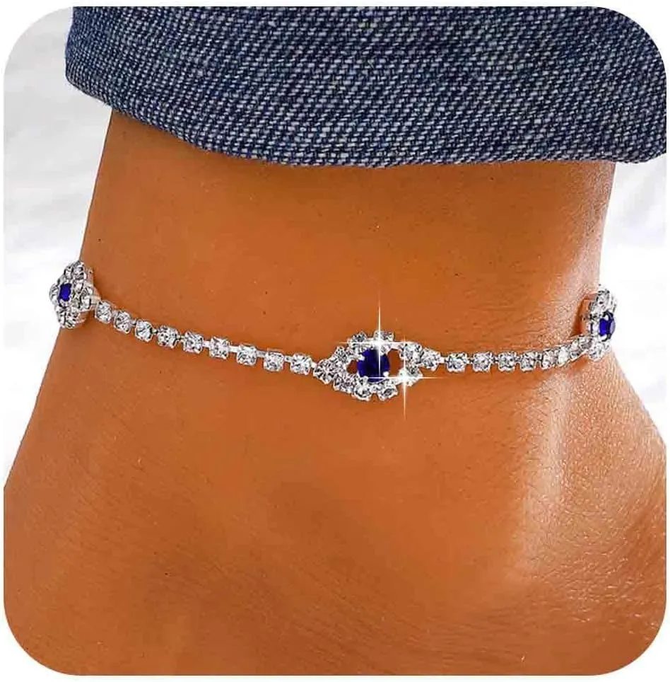 Boho Crystal Evil Eye Anklet Bracelet Rhinestone Eye Ankle Bracelets Silver Tennis Chain Anklets Hollow Eye Anklets Minimalist Cz Anklets Foot Chain Jewelry for Women