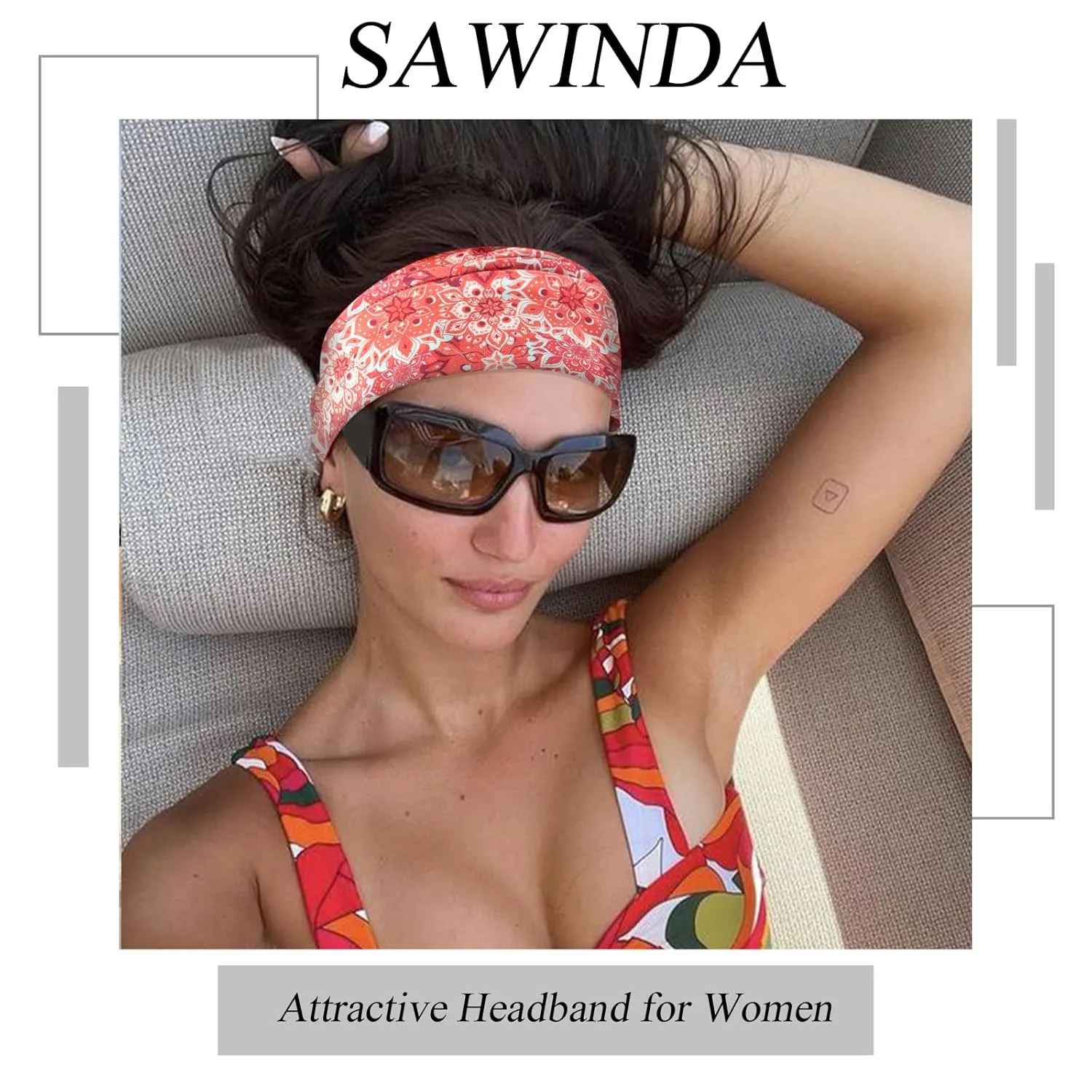 Boho Headbands for Women Floral Pattern Wide Head Bands Stretchy Non Slip Hair Bands for Women's Hair African Cloth Bandanas for Women Yoga Workout Head Wraps Accessories 4 Pack