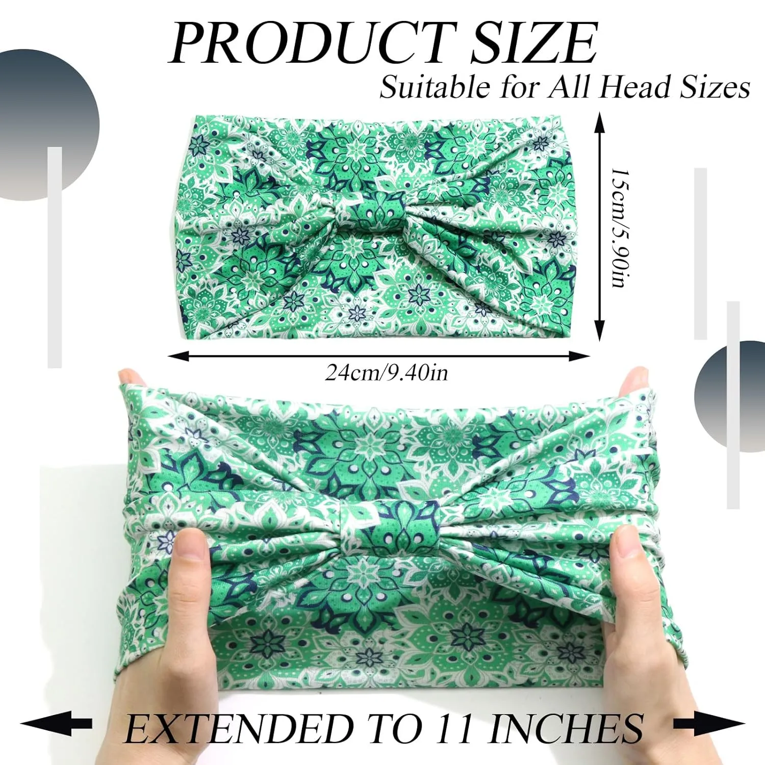 Boho Headbands for Women Floral Pattern Wide Head Bands Stretchy Non Slip Hair Bands for Women's Hair African Cloth Bandanas for Women Yoga Workout Head Wraps Accessories 4 Pack