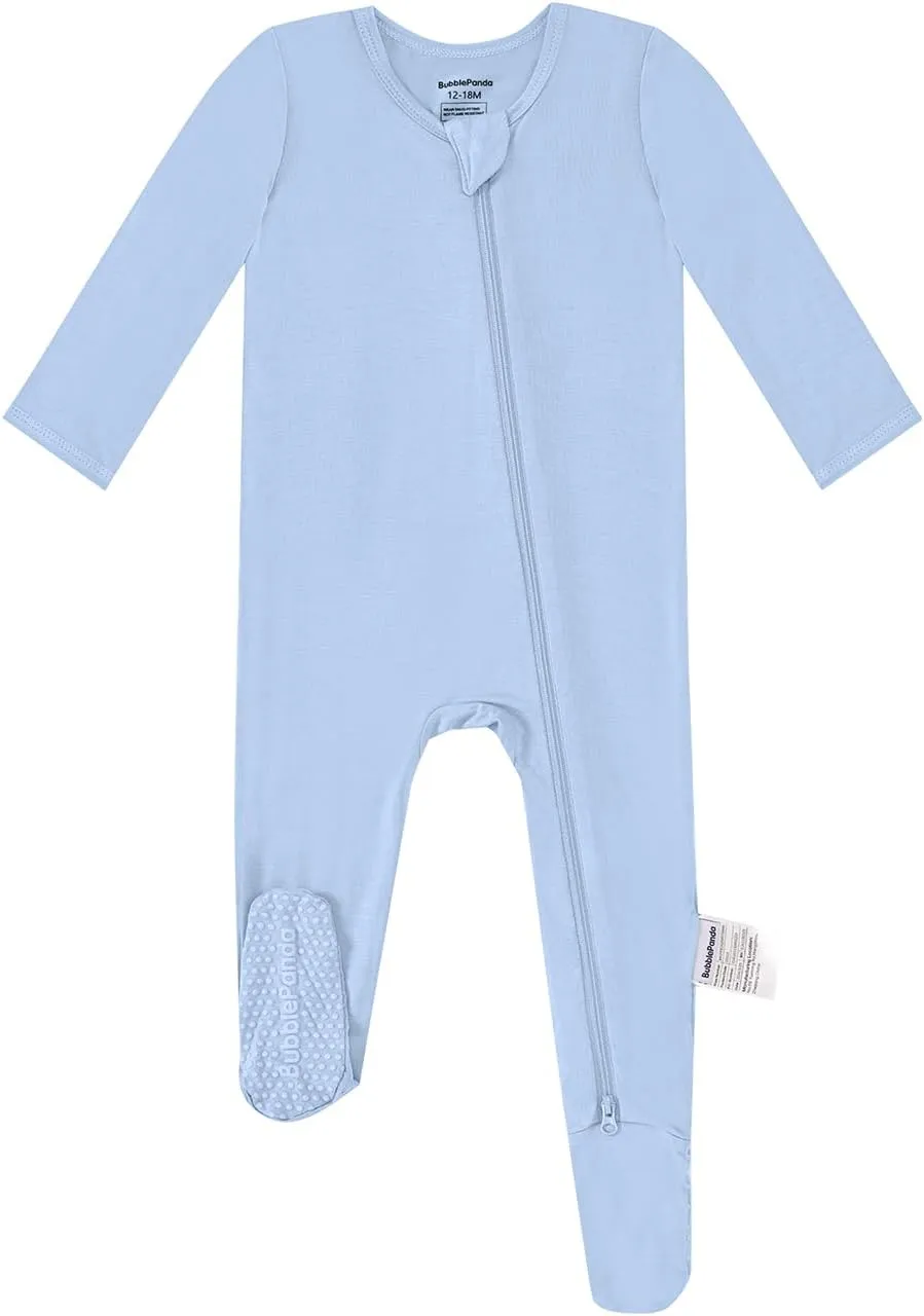 BubblePanda Rayon Made From Bamboo Baby Pajamas Baby Clothes for Boys Girls Unisex Zip-Front Non-Slip Onesie Sleeper