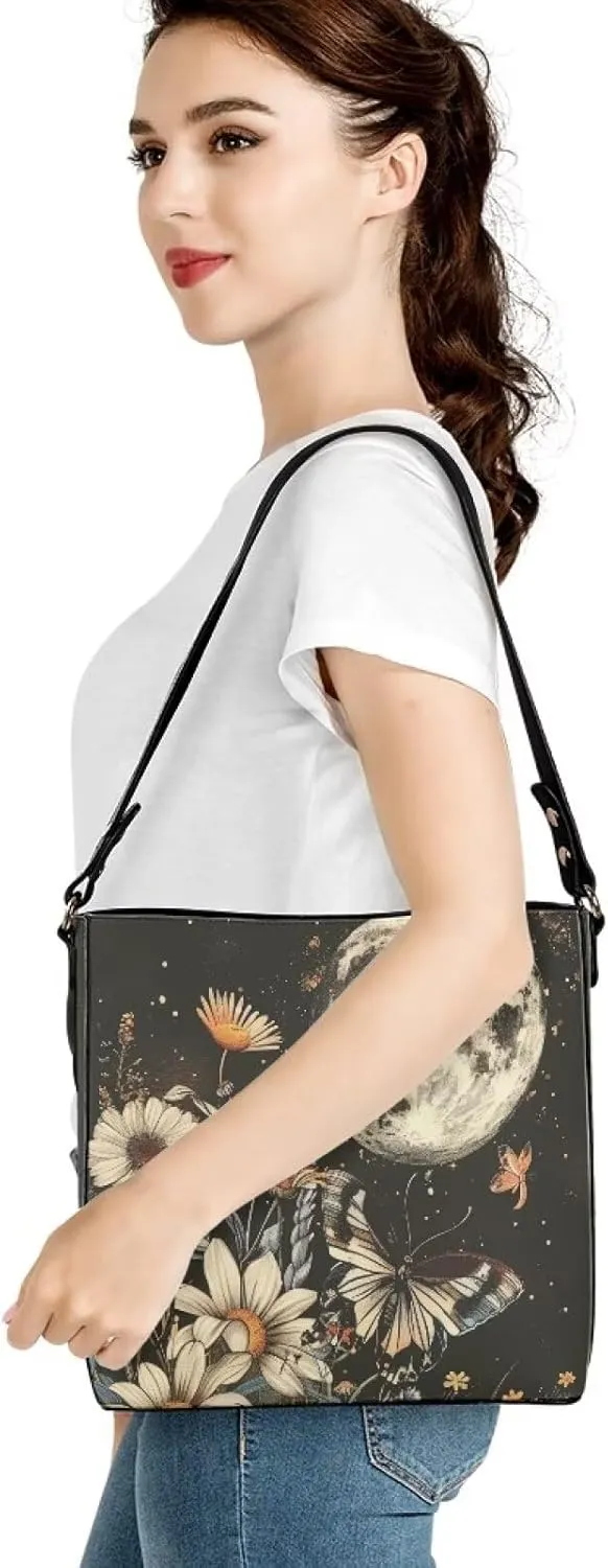 Bucket Bag for Women Leather Bucket Purse for Travel Casual Shoulder Purse for Work Shoulder Bag