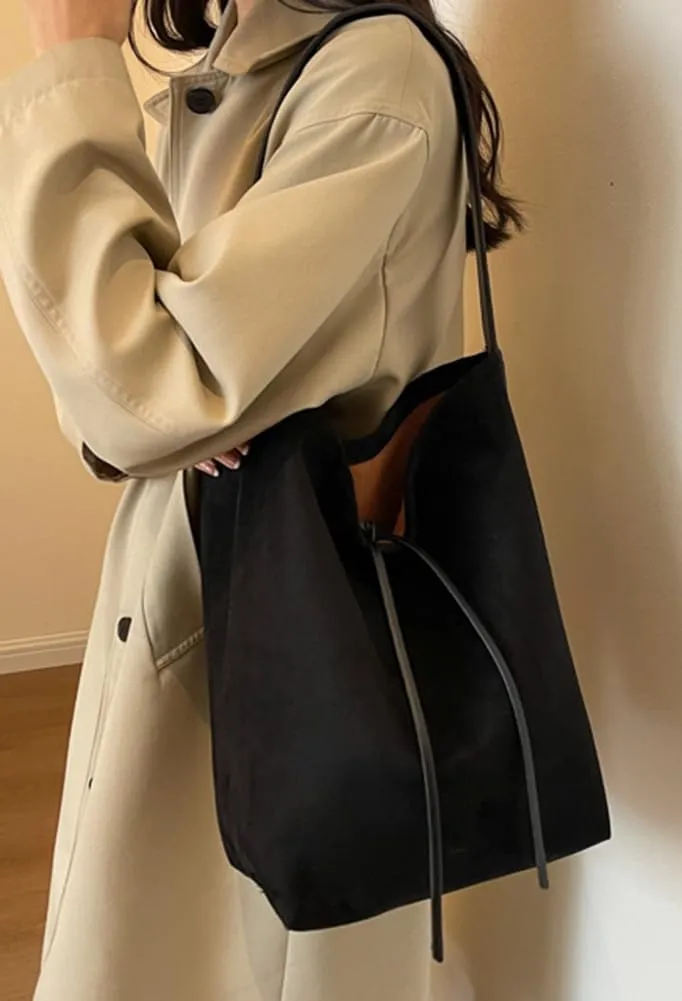 Bucket Suede Hobo Bags for Women Vegan Leather Handbag Bucket Shoulder Bag Purse Tote Handbag Fashion Designer Bag