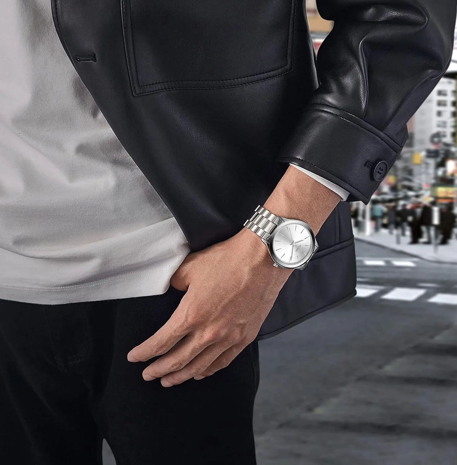 BUREI Men Watches Fashion Analog Stainless Steel Quartz Waterproof Watches,Gift for Men.