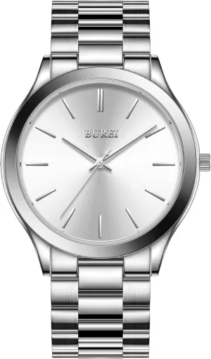 BUREI Men Watches Fashion Analog Stainless Steel Quartz Waterproof Watches,Gift for Men.