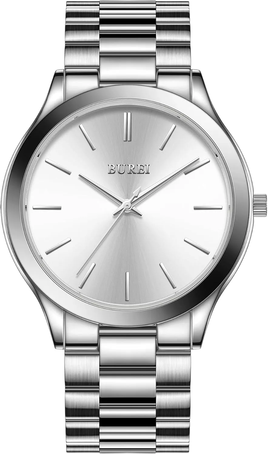 BUREI Men Watches Fashion Stainless Steel Analog Quartz Watches Business Waterproof Wristwatch,Fathers Day Gift for Men