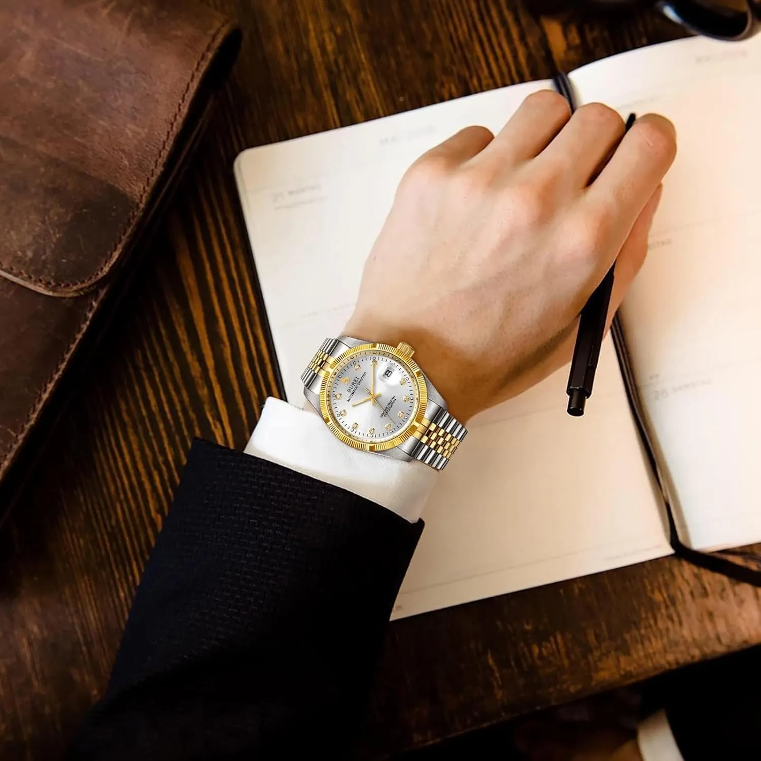 BUREI Men's Automatic Watches Luxury Stainless Steels Waterproof Watches for Men Gifts for Men