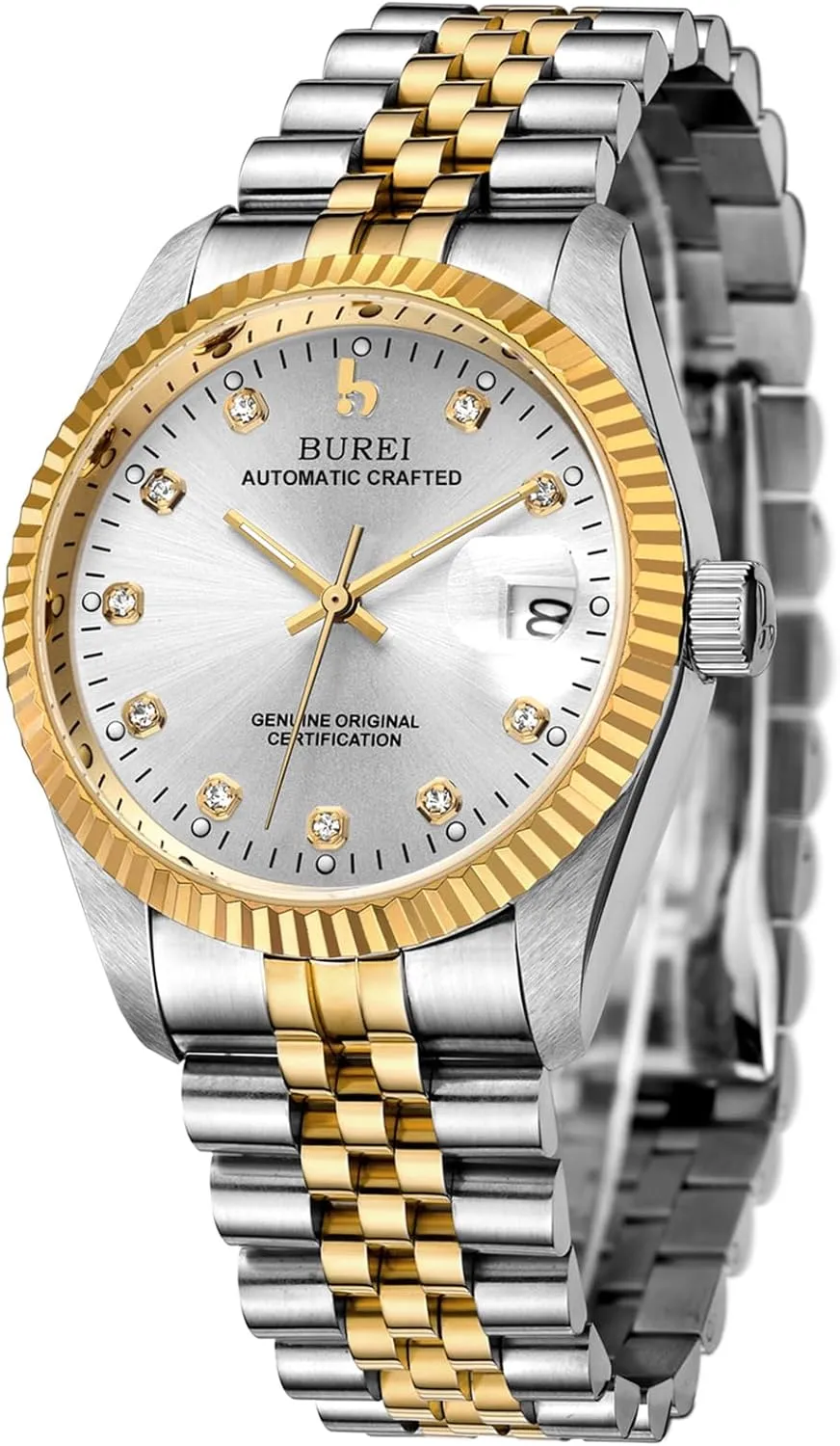 BUREI Men's Automatic Watches Luxury Stainless Steels Waterproof Watches for Men Gifts for Men
