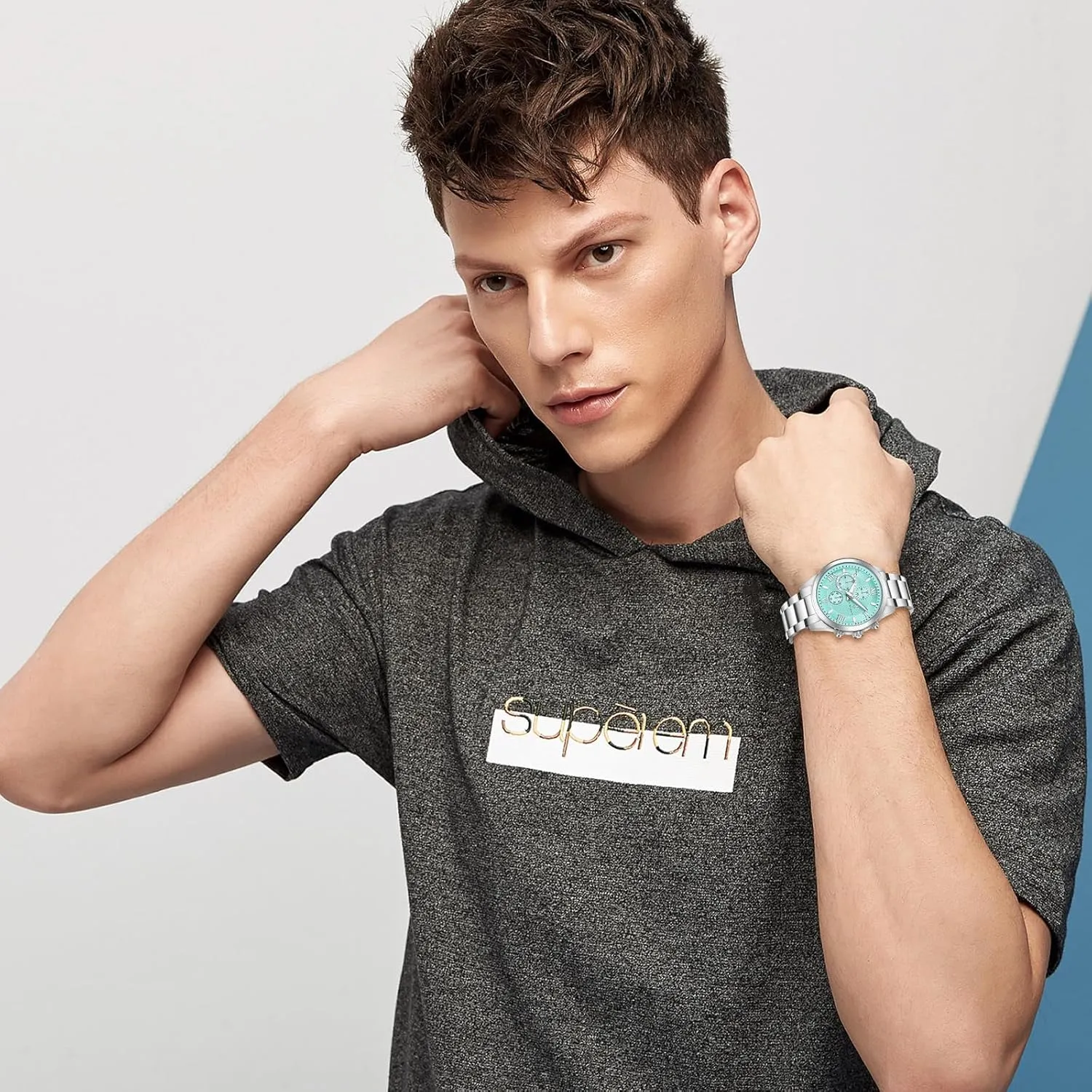 BY BENYAR AKNIGHT Men's Watches Analog Quartz Chronograph Waterproof Luminous Big Face Stainless Steel Strap Watches for Men Colourful Fashion Dress Men's Wrist Watches