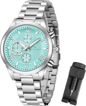 BY BENYAR AKNIGHT Men's Watches Analog Quartz Chronograph Waterproof Luminous Big Face Stainless Steel Strap Watches for Men Colourful Fashion Dress Men's Wrist Watches