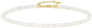 CAITLYNMINIMALIST Dainty Freshwater Pearl Bead 18K Gold Sterling Silver Adjustable Anklet for Women Gift for Her
