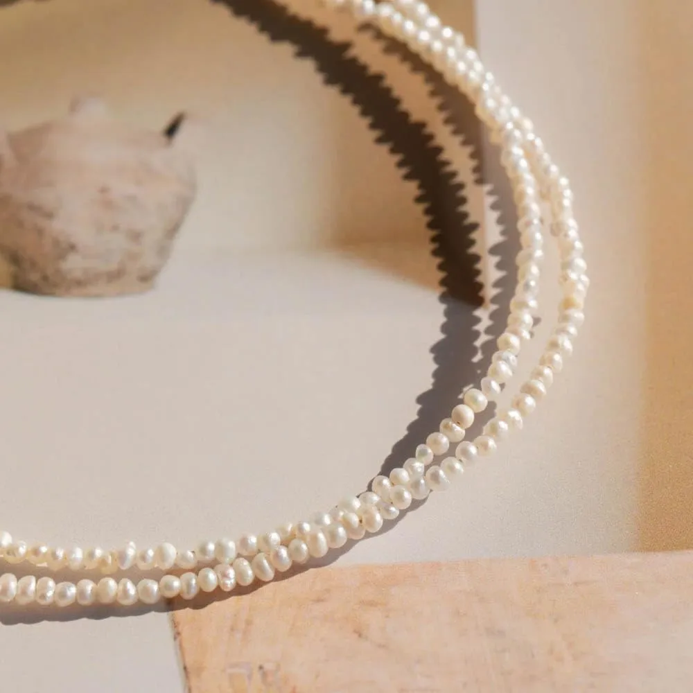 CAITLYNMINIMALIST Dainty Freshwater Pearl Bead 18K Gold Sterling Silver Adjustable Anklet for Women Gift for Her