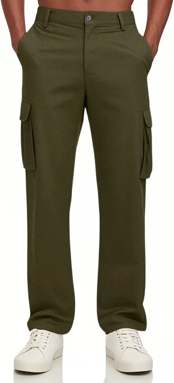 Cargo Pants Men Ripstop Relaxed Fit Trousers Hiking Tapered Joggers Hunting Water Resistant Straight Leg Pants Outdoor