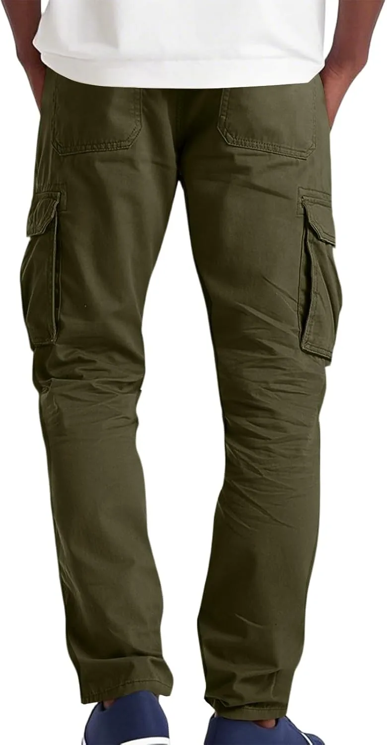 Cargo Pants Men Ripstop Relaxed Fit Trousers Hiking Tapered Joggers Hunting Water Resistant Straight Leg Pants Outdoor