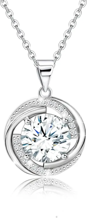 Charms Sterling Silver Pendant Necklace for Women Cubic Zirconia Hypoallergenic Jewelry with Chain Fashion Birthday Gift for Women