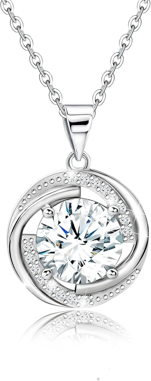 Charms Sterling Silver Pendant Necklace for Women Cubic Zirconia Hypoallergenic Jewelry with Chain Fashion Birthday Gift for Women