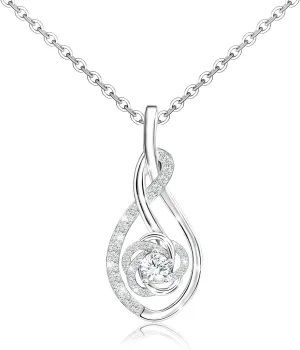 Charms Sterling Silver Pendant Necklace for Women Rose Flower Drop Hypoallergenic Jewelry with Cubic Zirconia Fashion Birthday Gift for Women