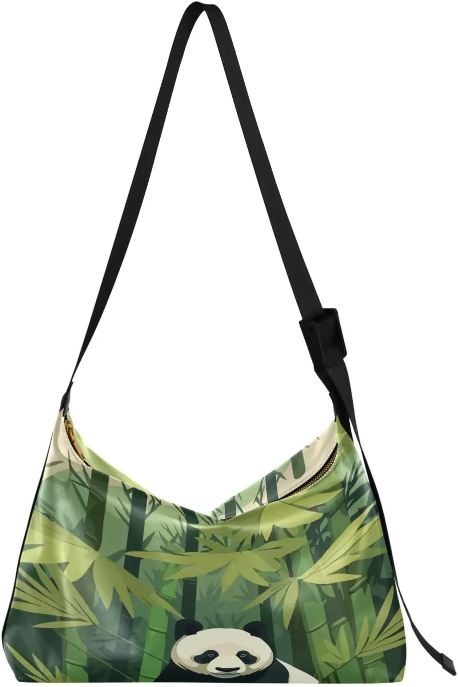 Chinese Panda Hobo Crossbody Bags for Women Leather Large Shoulder Bag Cross Body Bamboo Forest Trendy Womens Tote Bags Handbag for Travel Shopping