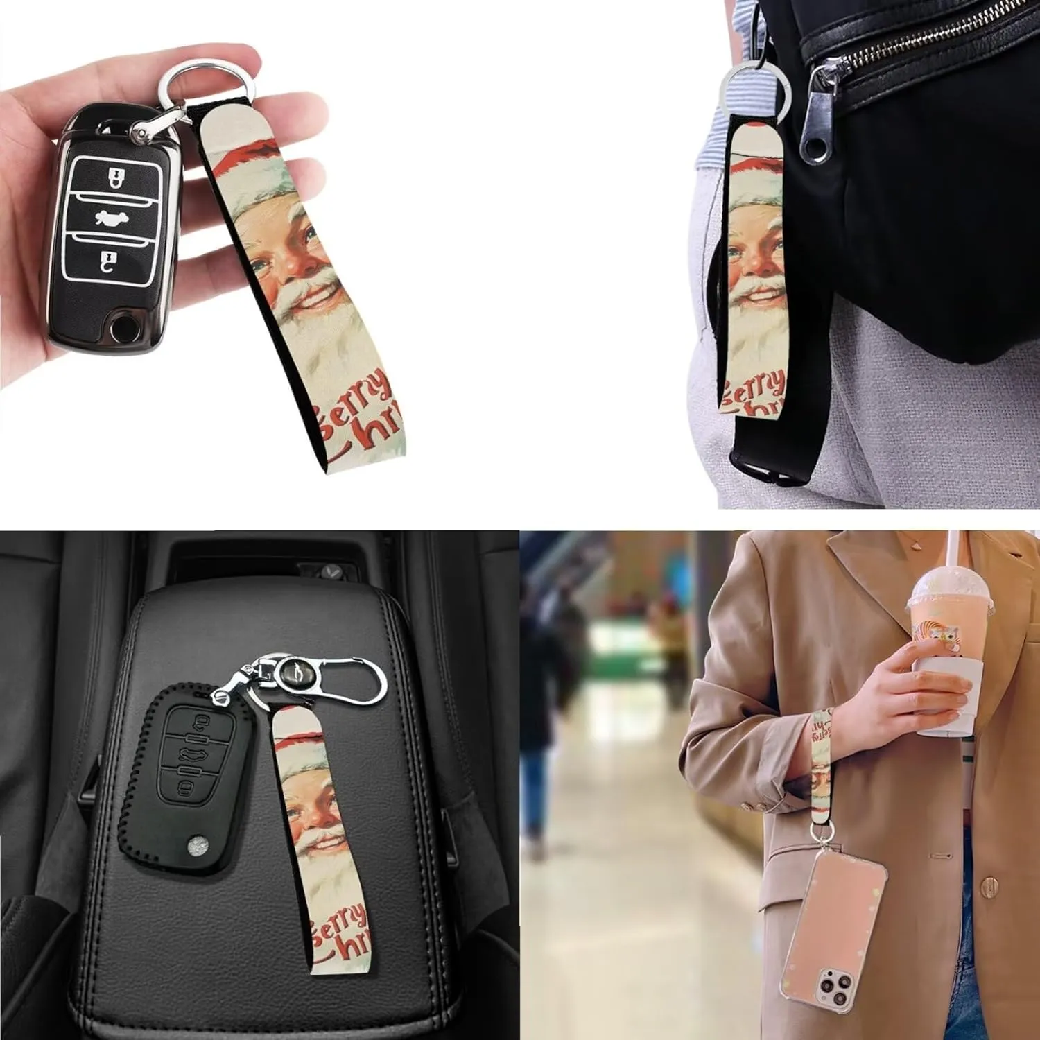 Christmas Crossbody Satchel Bags for Women Large Capacity Shoulder Tote Bag with Wallet and Keychain Set
