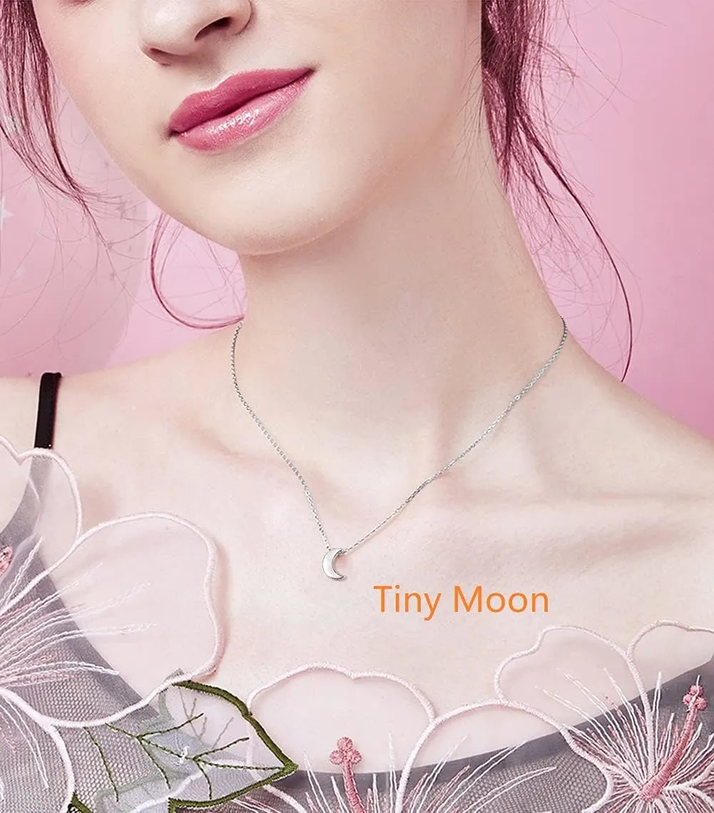 Christmas Gifts for Her 925 Sterling Silver Dainty Star Moon Paw Print Pendant Tiny Moon Star Necklace Adjustable Clavicle Chain for Women Girls, Star Moon Fans Jewelry