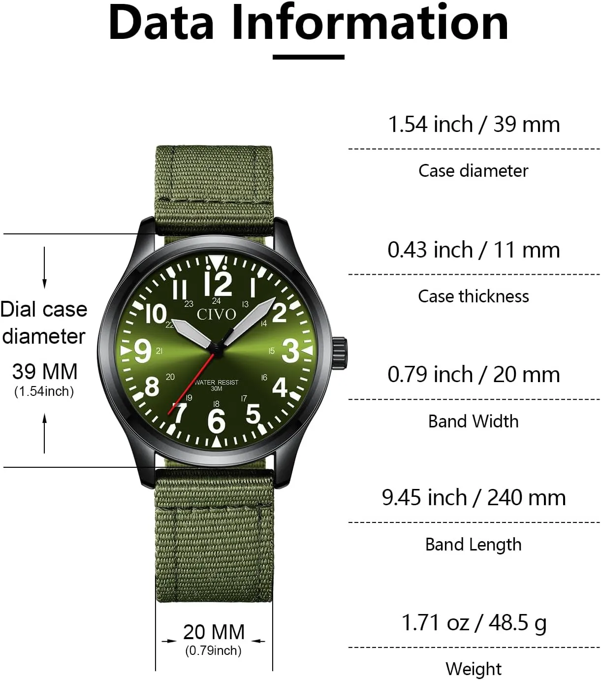 CIVO Military Watch for Men Waterproof: Analog Mens Watches Classic- Field Wrist Watches for Man