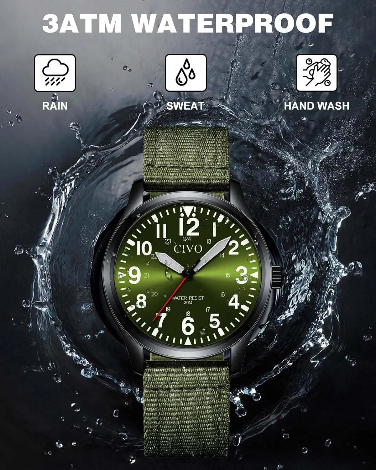 CIVO Military Watch for Men Waterproof: Analog Mens Watches Classic- Field Wrist Watches for Man