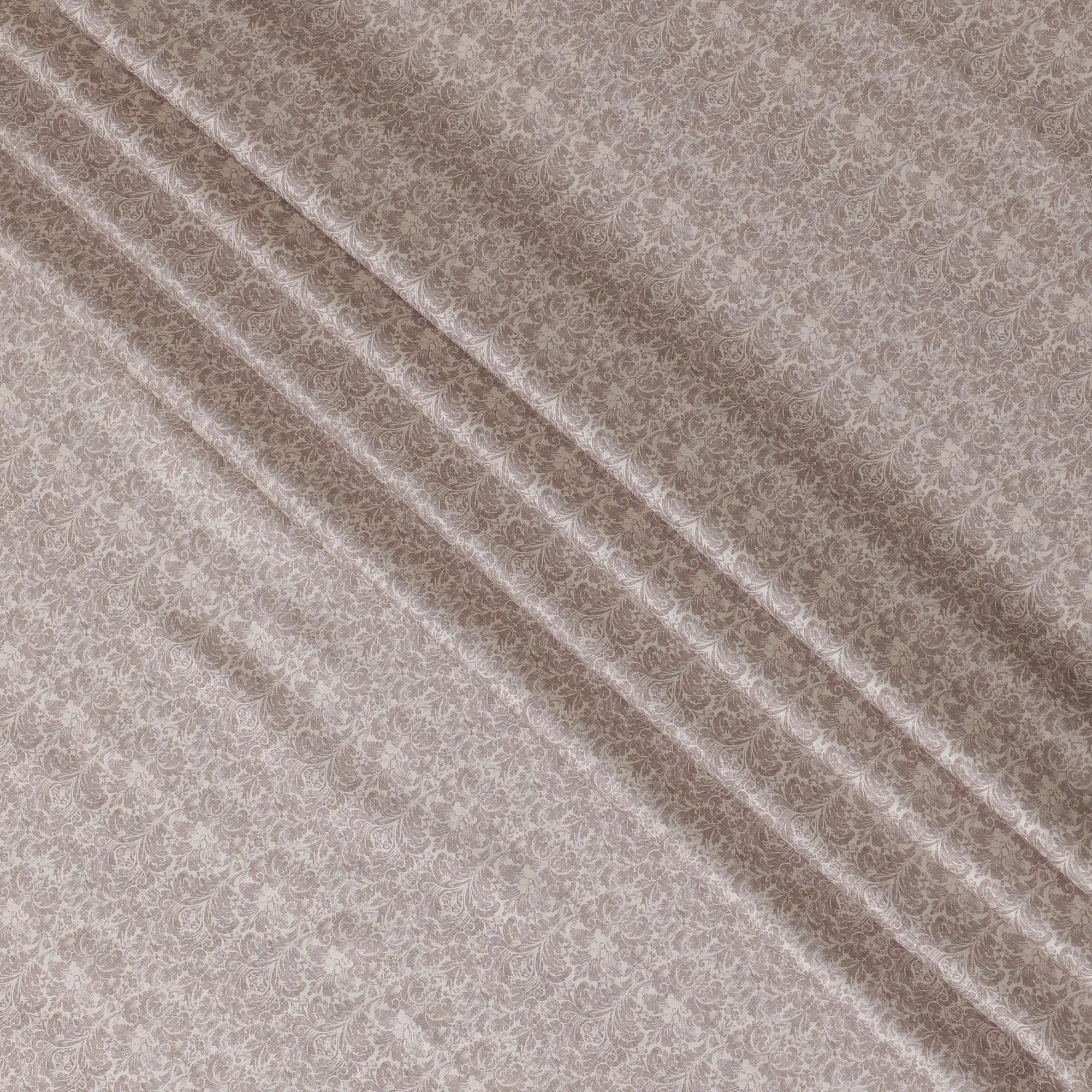 Classic Taupe Blended Cotton Lawn Fabric - Sophisticated Floral Print, 140 cms Width-D19175