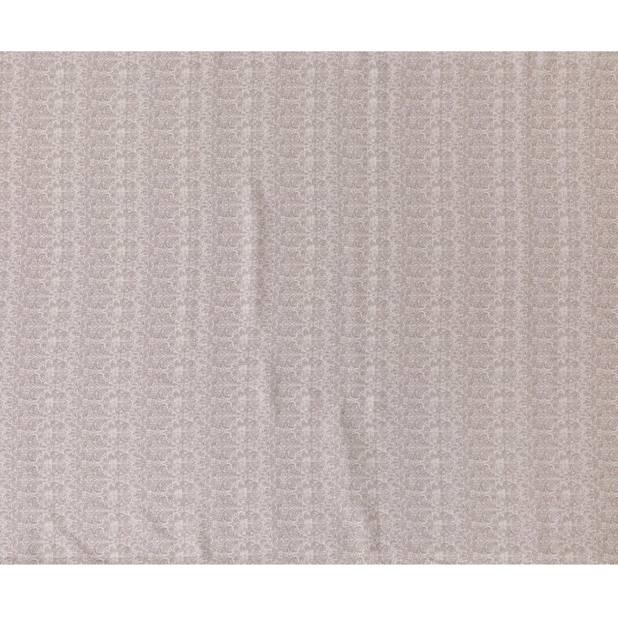 Classic Taupe Blended Cotton Lawn Fabric - Sophisticated Floral Print, 140 cms Width-D19175