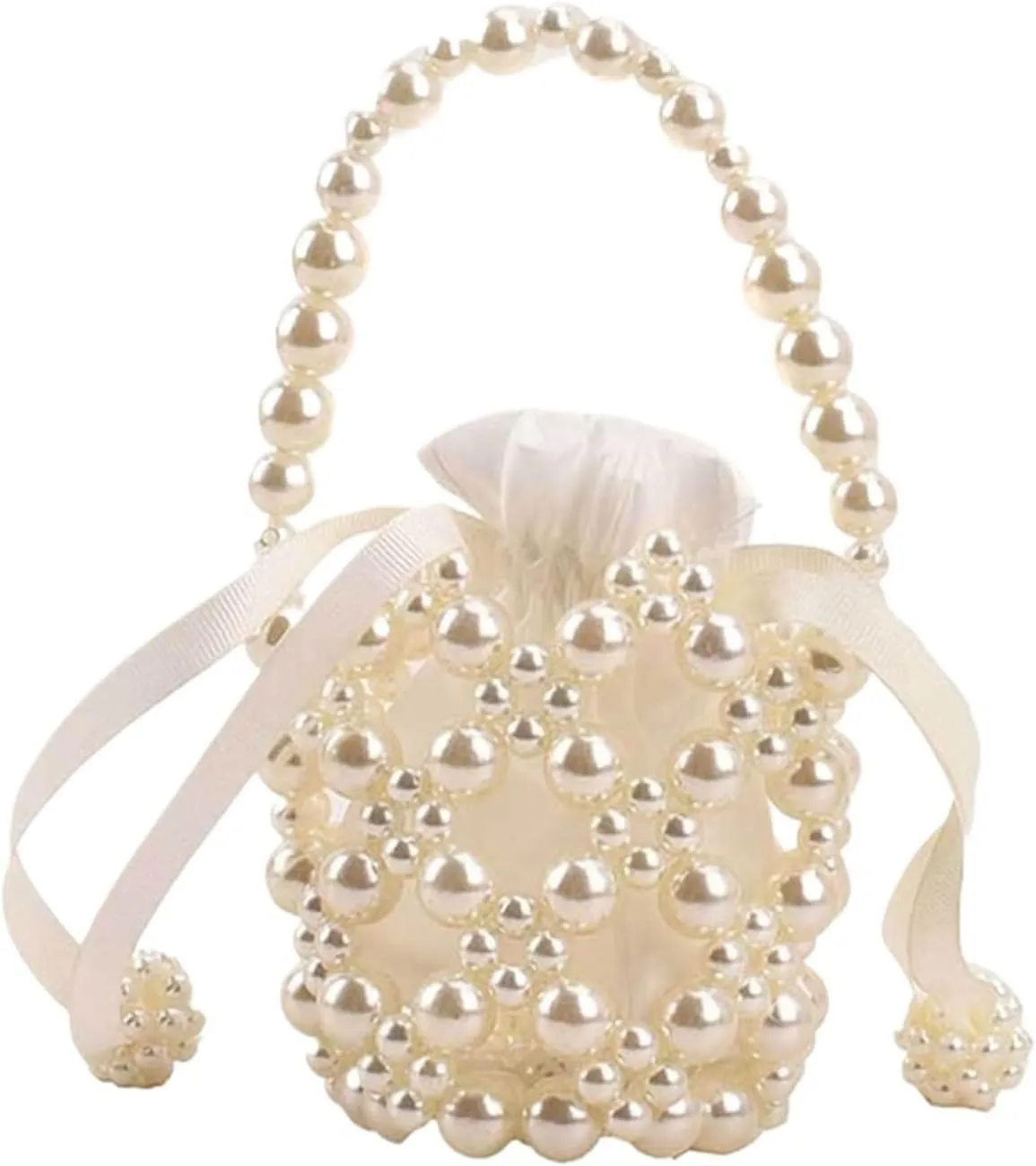 Clutch Purses for Women Elegant Pearl Handle Evening Clutch Mini Wedding Bag with Hand Beading for Parties and Holidays