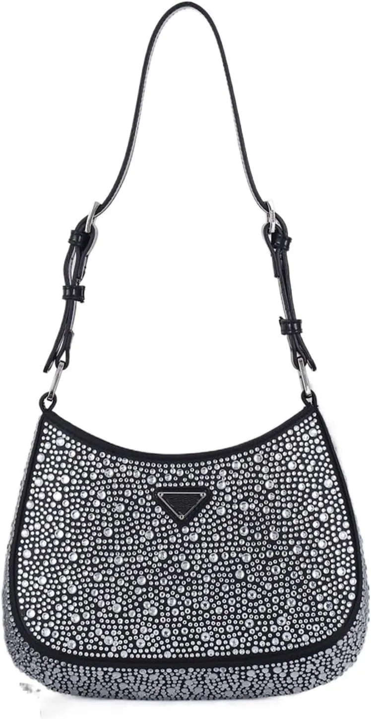 Clutch Purses for Women Women's Designer Crystal Crescent Bag Shiny Beaded One Shoulder Crossbody Evening Bag