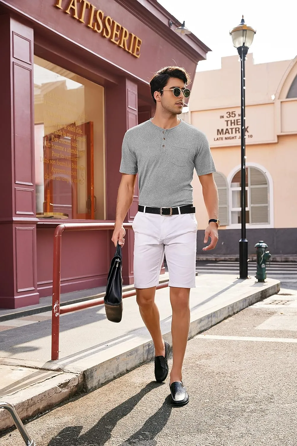 COOFANDY Men's 3 Pack Henley Shirts Short Sleeve Casual Basic Tees Classic Henley Summer Solid T Shirts with Pocket